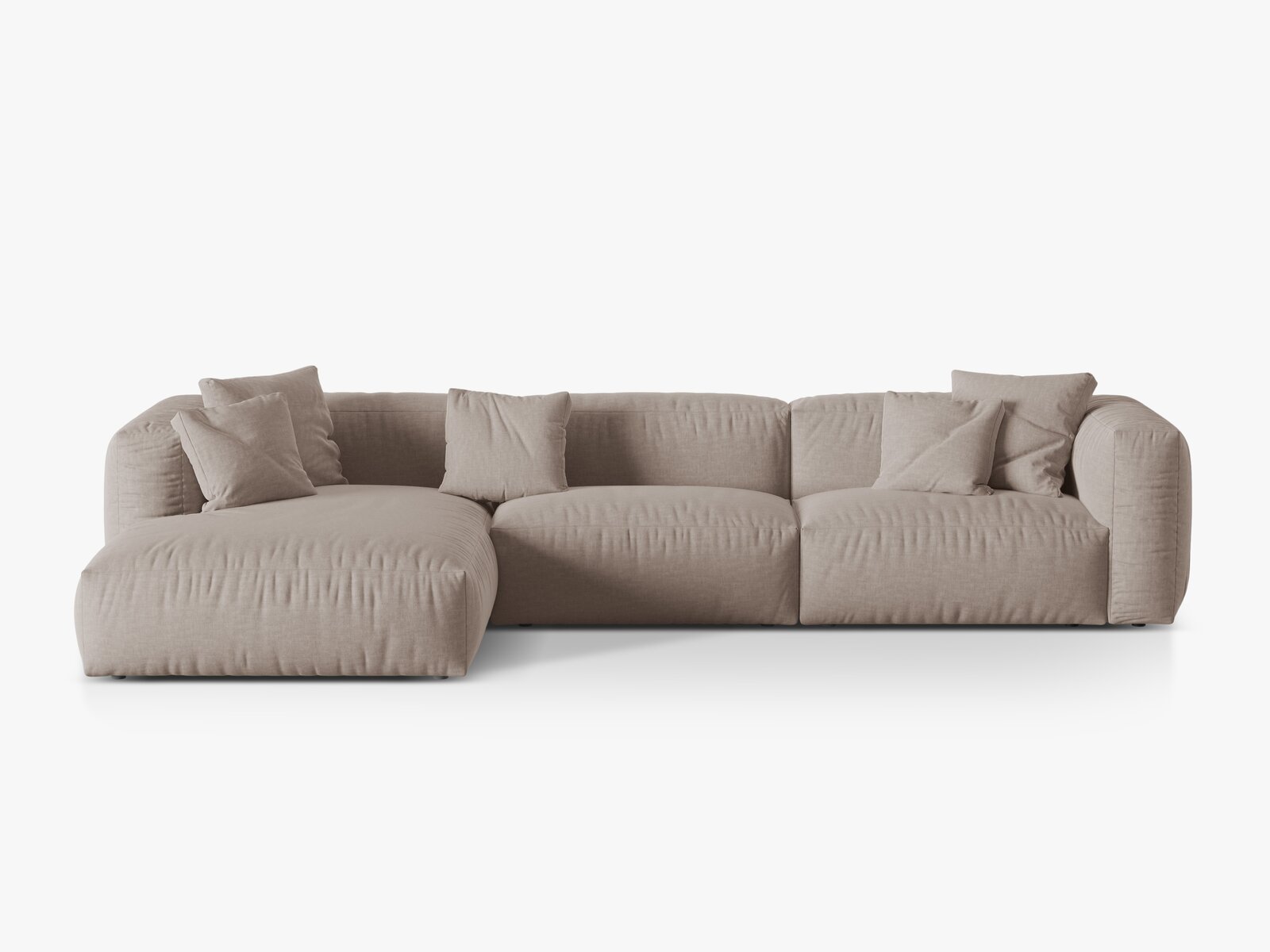 Micadoni Ecksofa Martina 3-Sitzer Links Strukturierter Stoff Boston Dunkelbeige