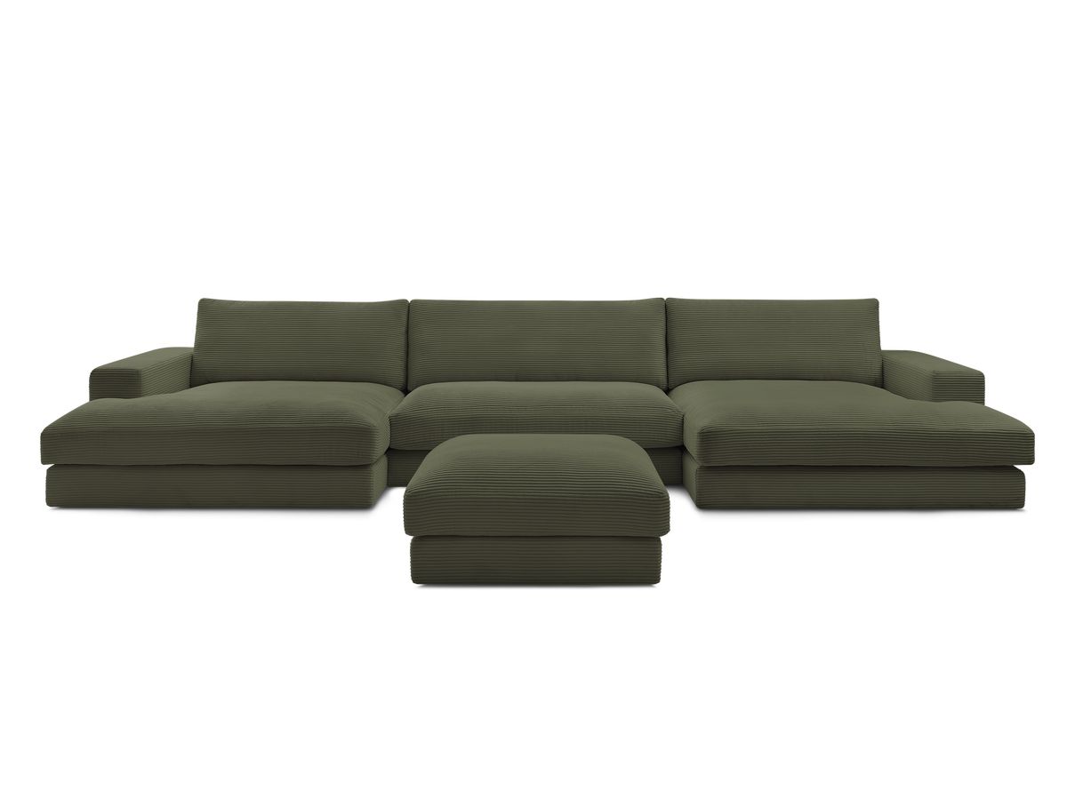 Bobochic Leonard Wohnlandschaft mit Pouf 404 × 159 cm Cordsamt Hellgrün