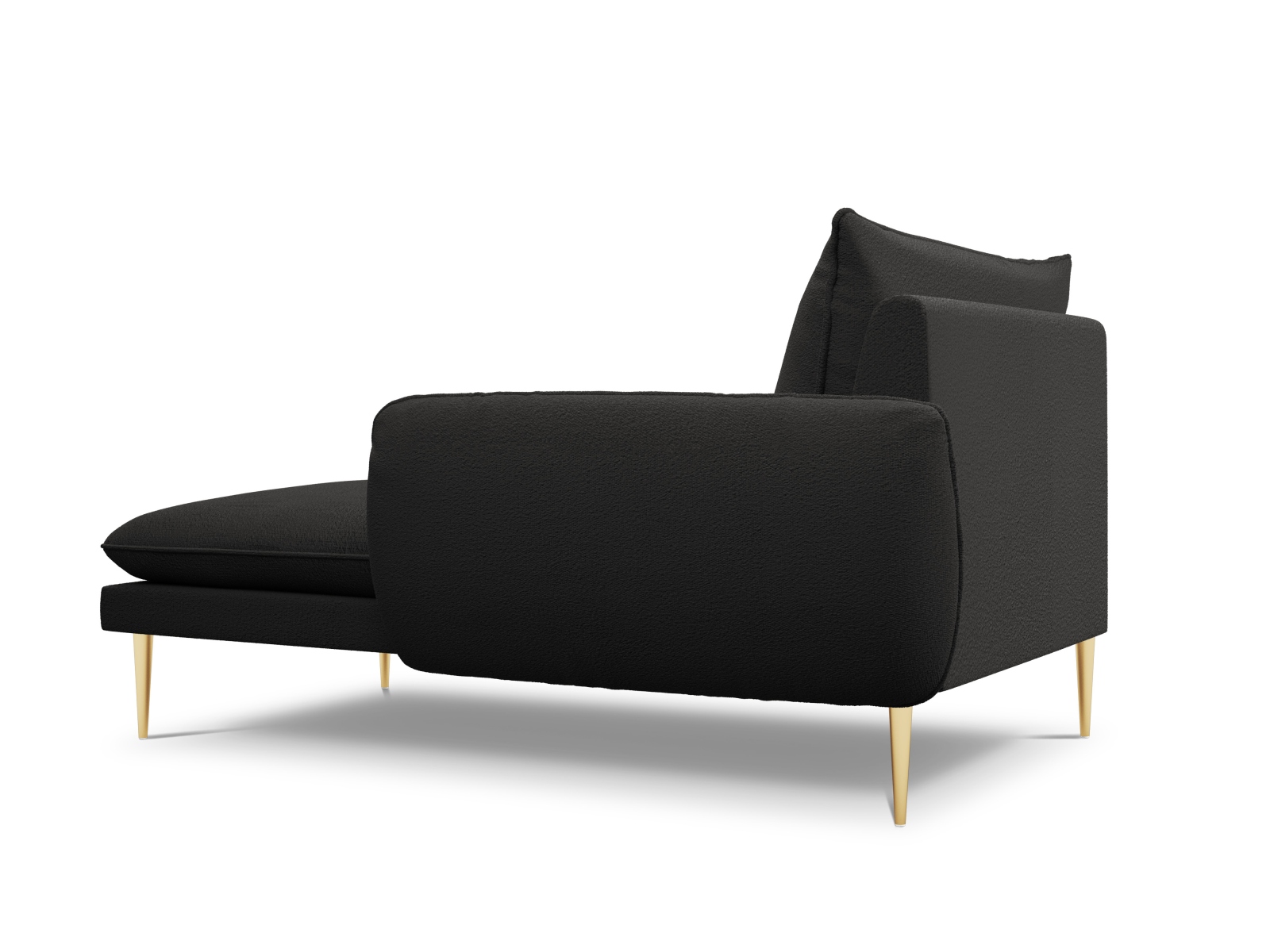 Cosmopolitan Design Chaiselongue Vienna Boucle Ascot Schwarz Rechts Beine Gold