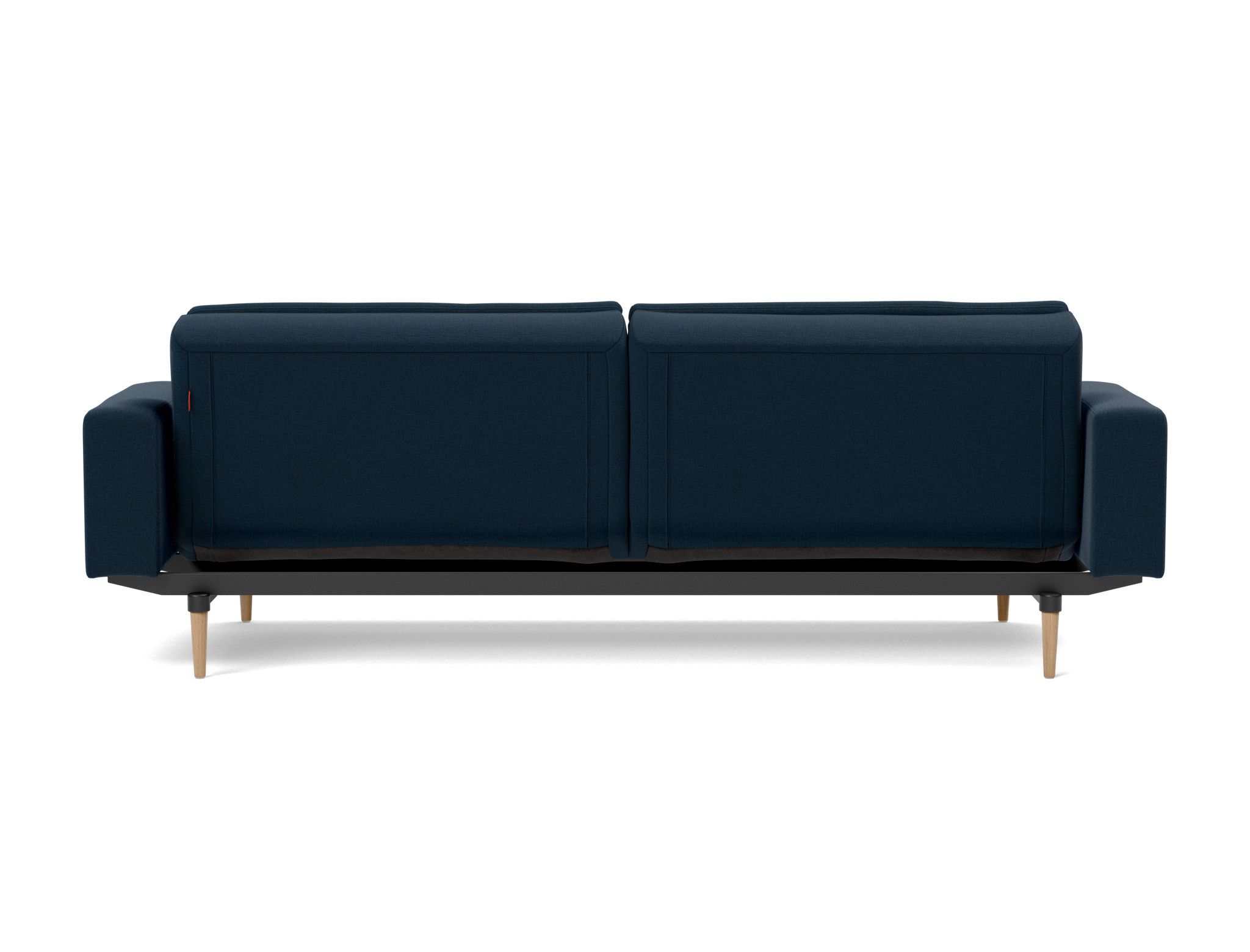 Schlafsofa Dublexo mit Armlehnen Flachgewebe Mixed Dance 528-Blue Beine Styletto Eiche hell