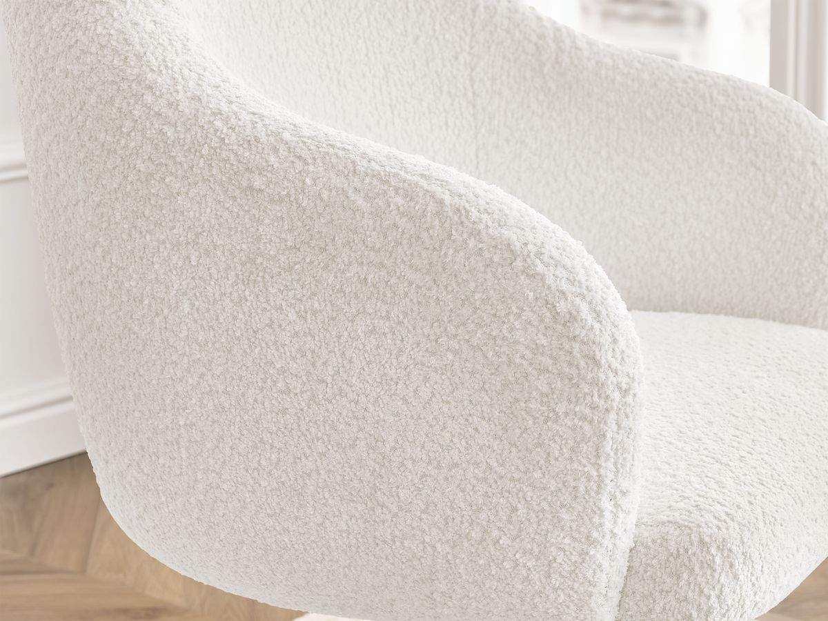 Bobochic Sophie Bürostuhl Bouclé-Stoff Weiß