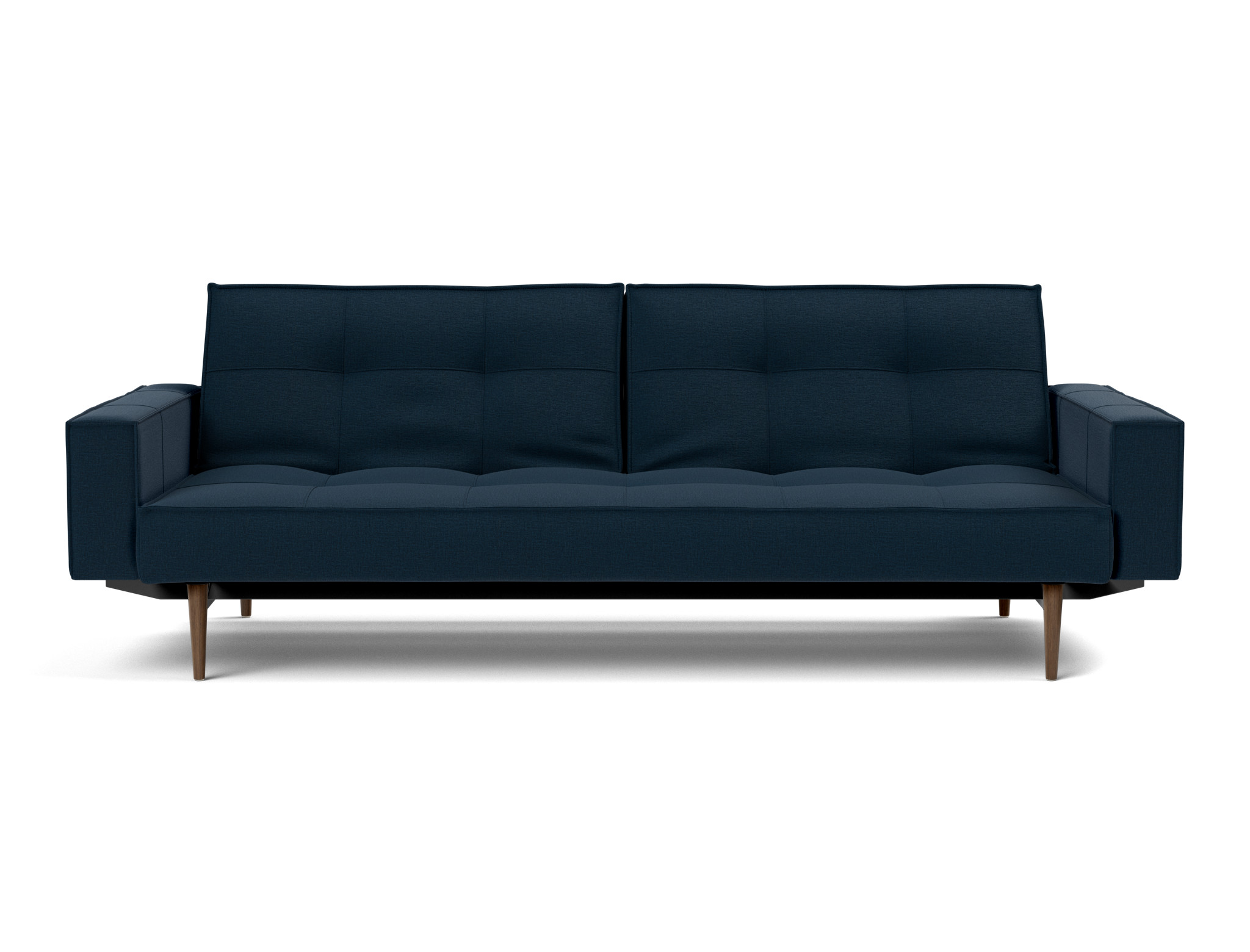 Schlafsofa Splitback mit Armlehnen Flachgewebe Mixed Dance 528-Blue Beine Styletto Eiche dunkel