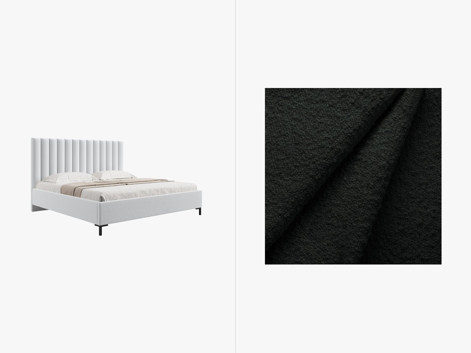 Micadoni Polsterbett Allison Boucle Baloo Schwarz 140x200