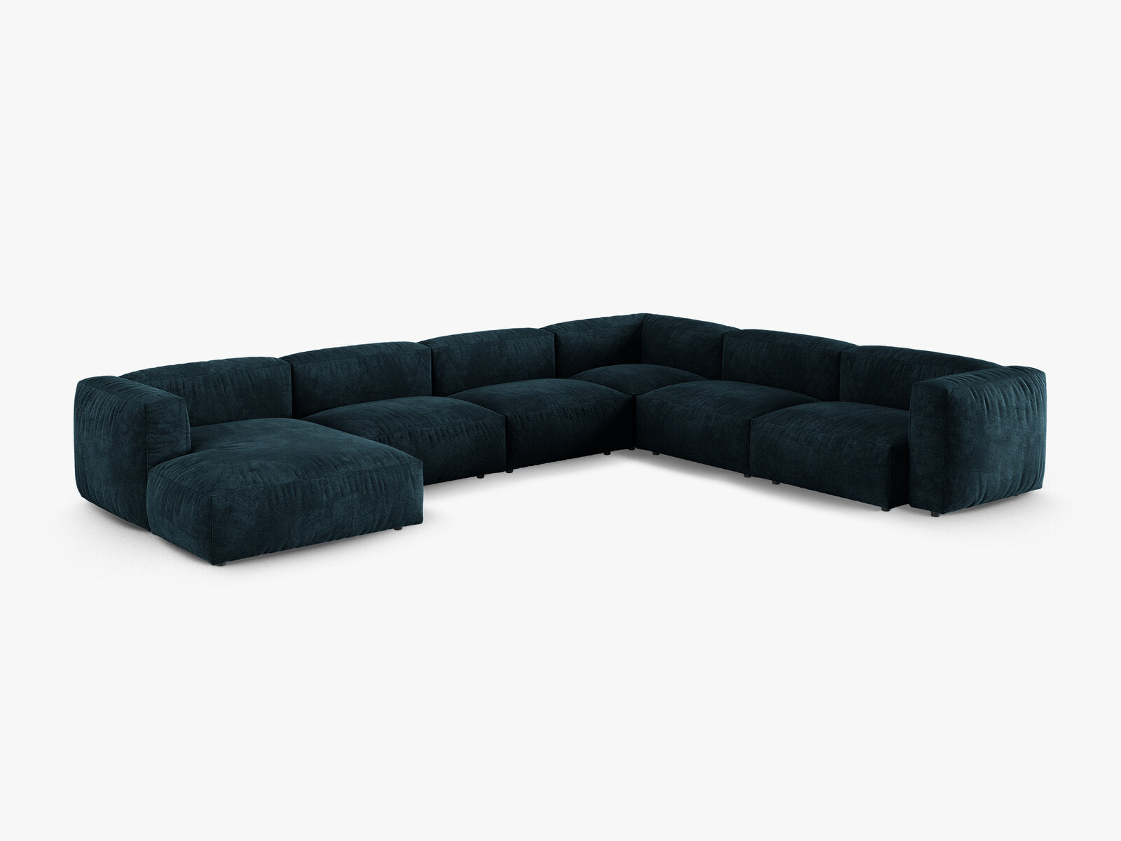 Micadoni modulares Ecksofa XL Martina 6-Sitzer 90cm Sitztiefe Rechts Samt Vogue Dunkel Petrol