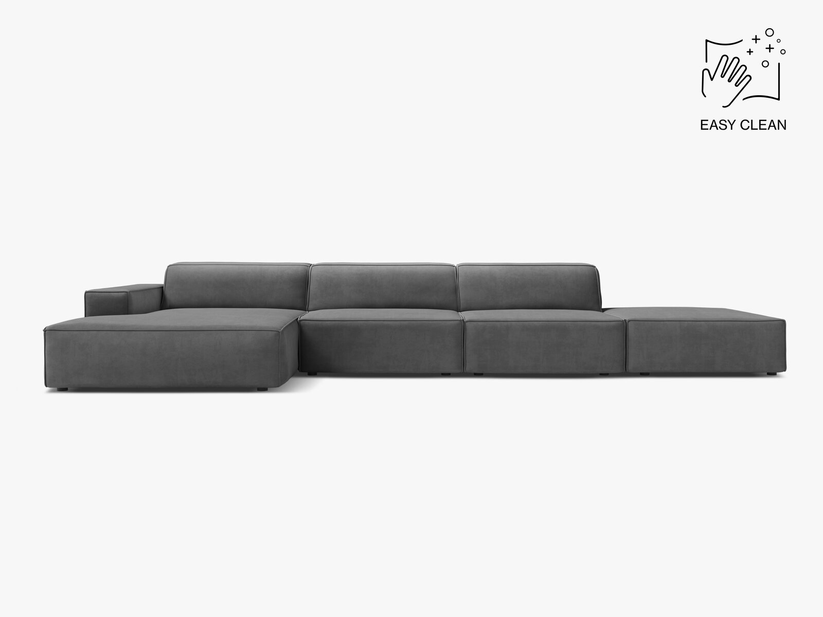 Micadoni Ecksofa Jodie 5-Sitzer Samt Venus Grau Links