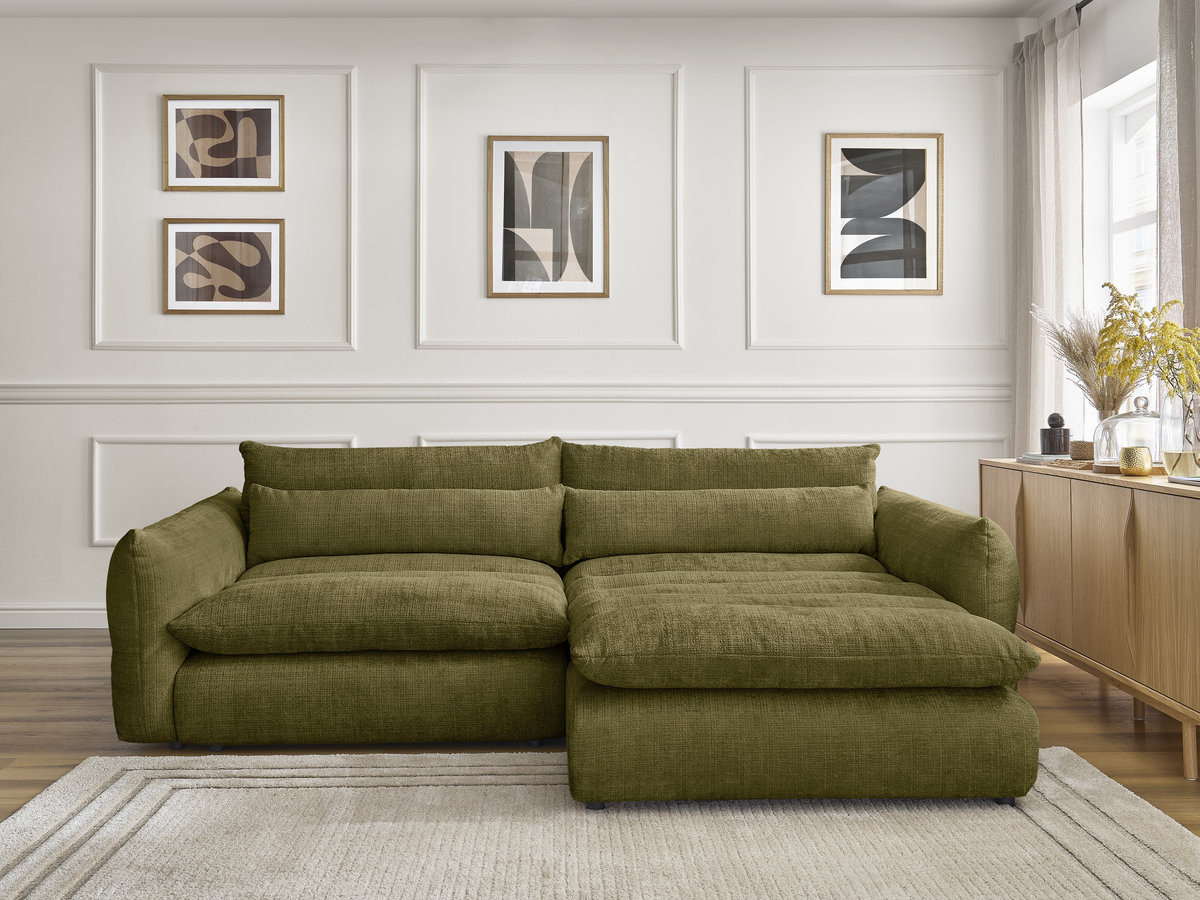 Bobochic Neil Ecksofa Strukturstoff Grün Ecke rechts