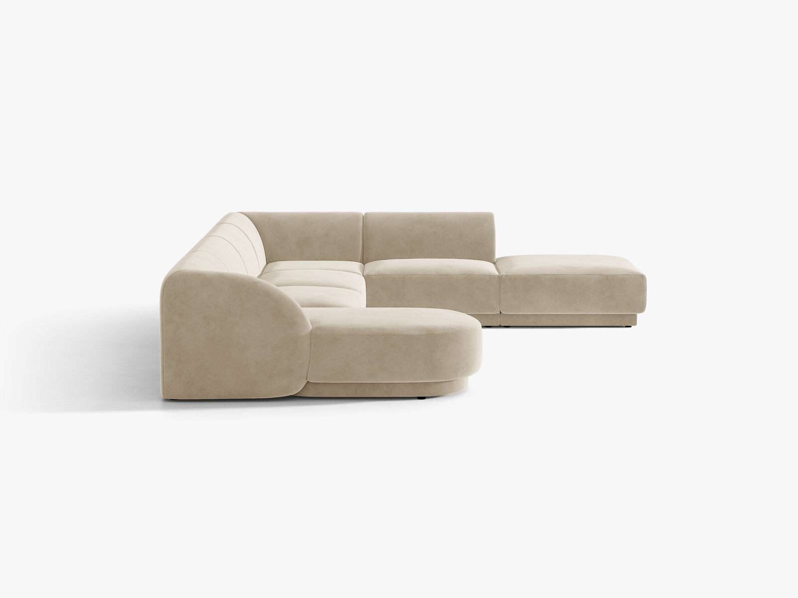 Micadoni Panorama-Ecksofa Miley 6-Sitzer Rechts Samt Bluvel Dunkelbeige