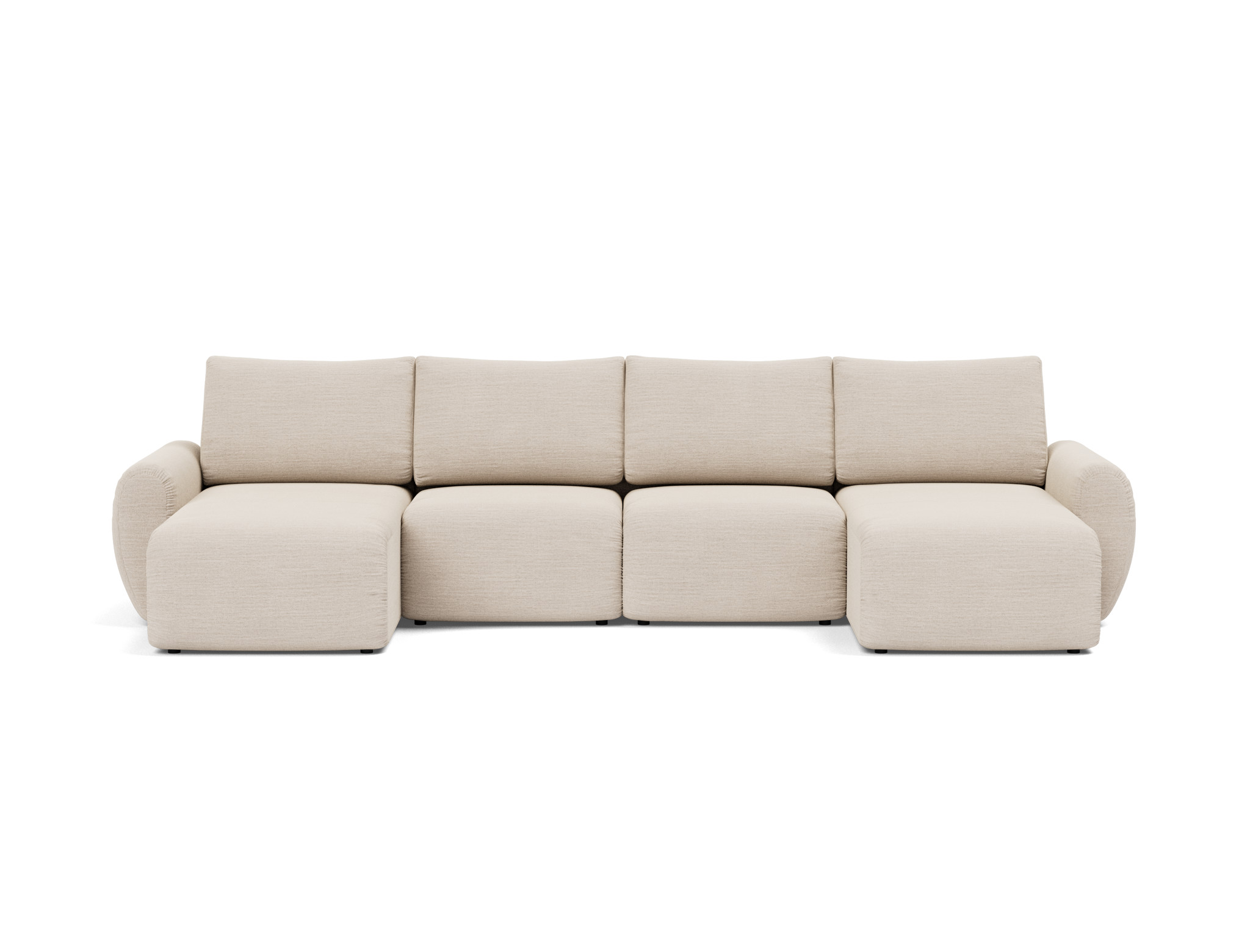 Schlafsofa Norum U-Form mit Curve-Armlehnen Webstoff Blida 612-Sand-Grey