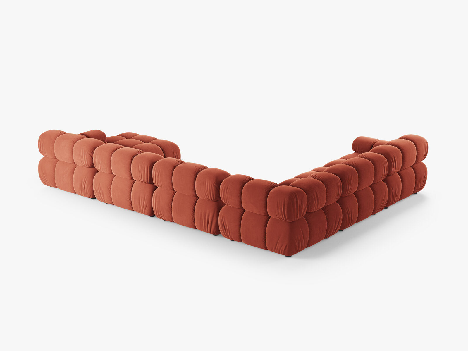 Micadoni Modulares Panorama Ecksofa Bellis 8-Sitzer Links Samt Venus Koralle
