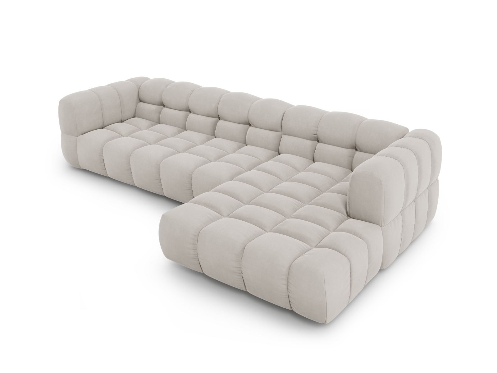 Cosmopolitan Design Ecksofa Sky 4-Sitzer große Version Samt Casino Helles Beige Rechts