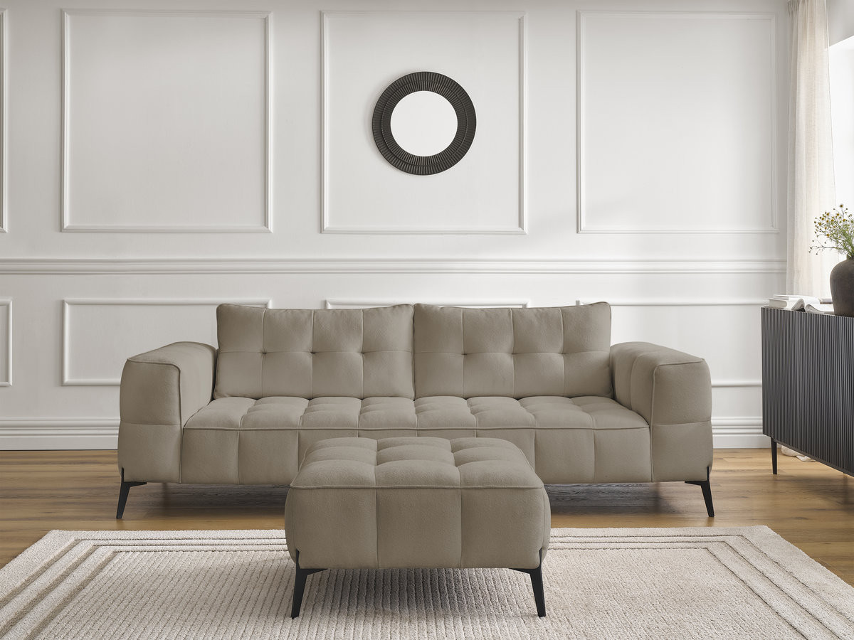 Bobochic Anis Sofa 3-Sitzer mit Pouf Strukturstoff Taupe