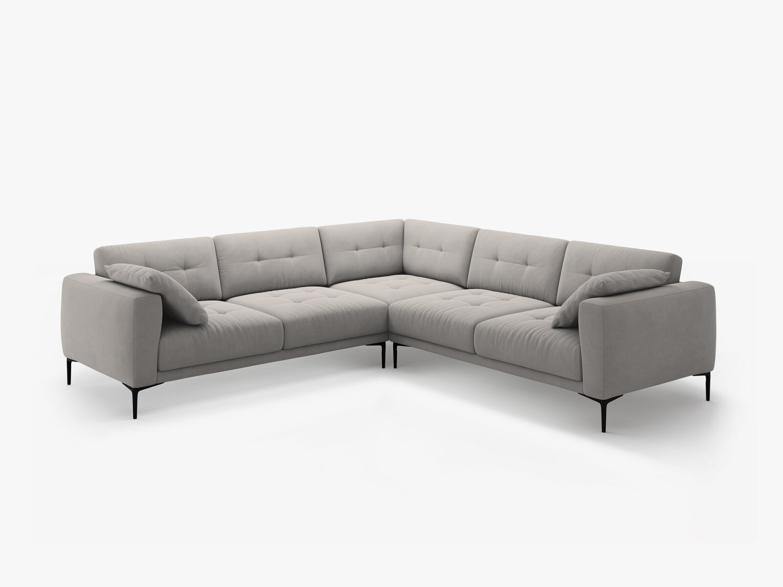 Micadoni Ecksofa Bemy 5-Sitzer Samt Grau
