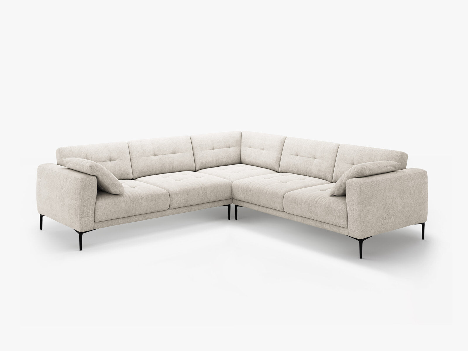 Micadoni Ecksofa Bemy 5-Sitzer Strukturierter Stoff Beige