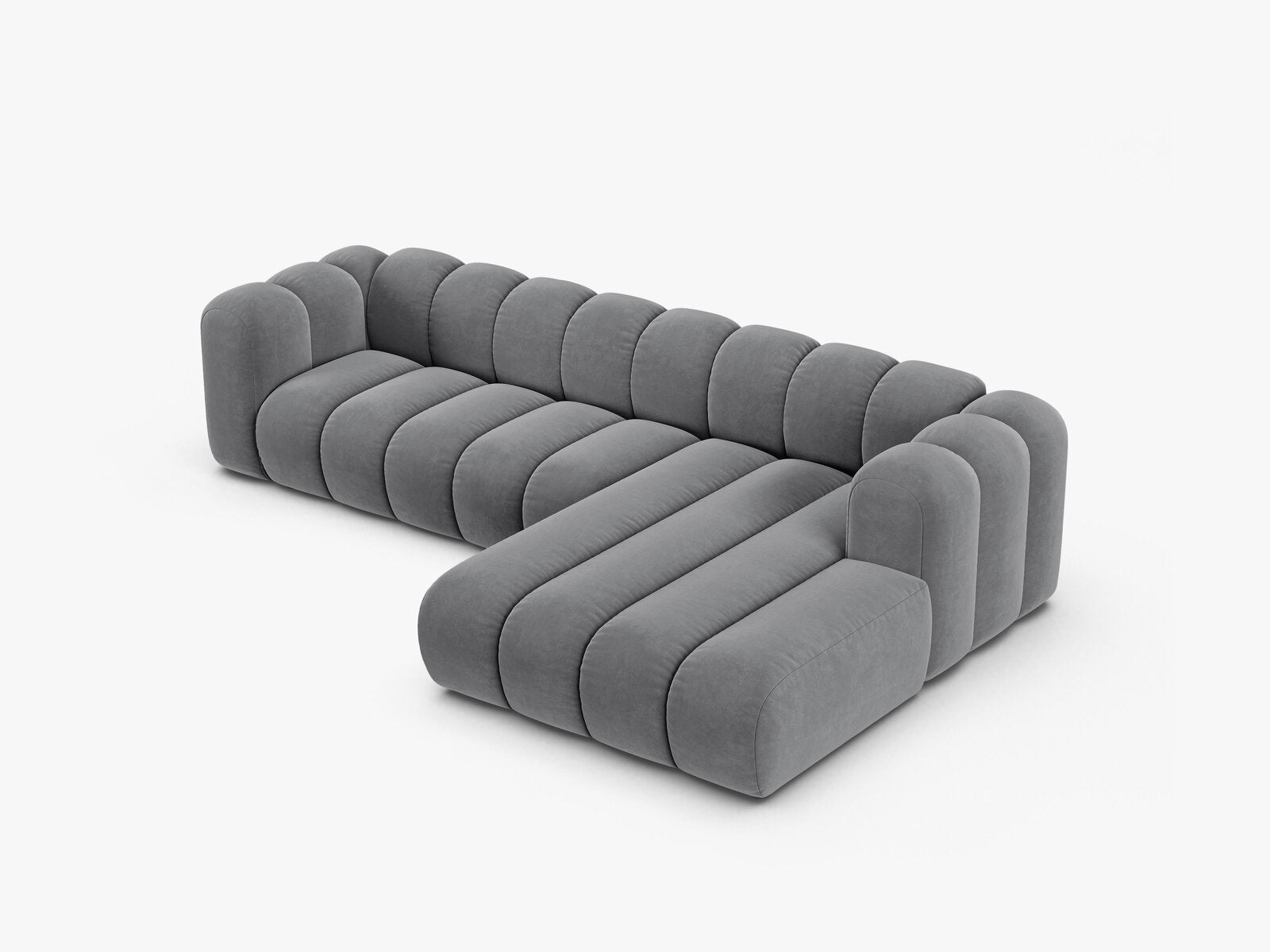 Micadoni Modulares Ecksofa Lupine 4-Sitzer Rechts Samt Salvador Grau