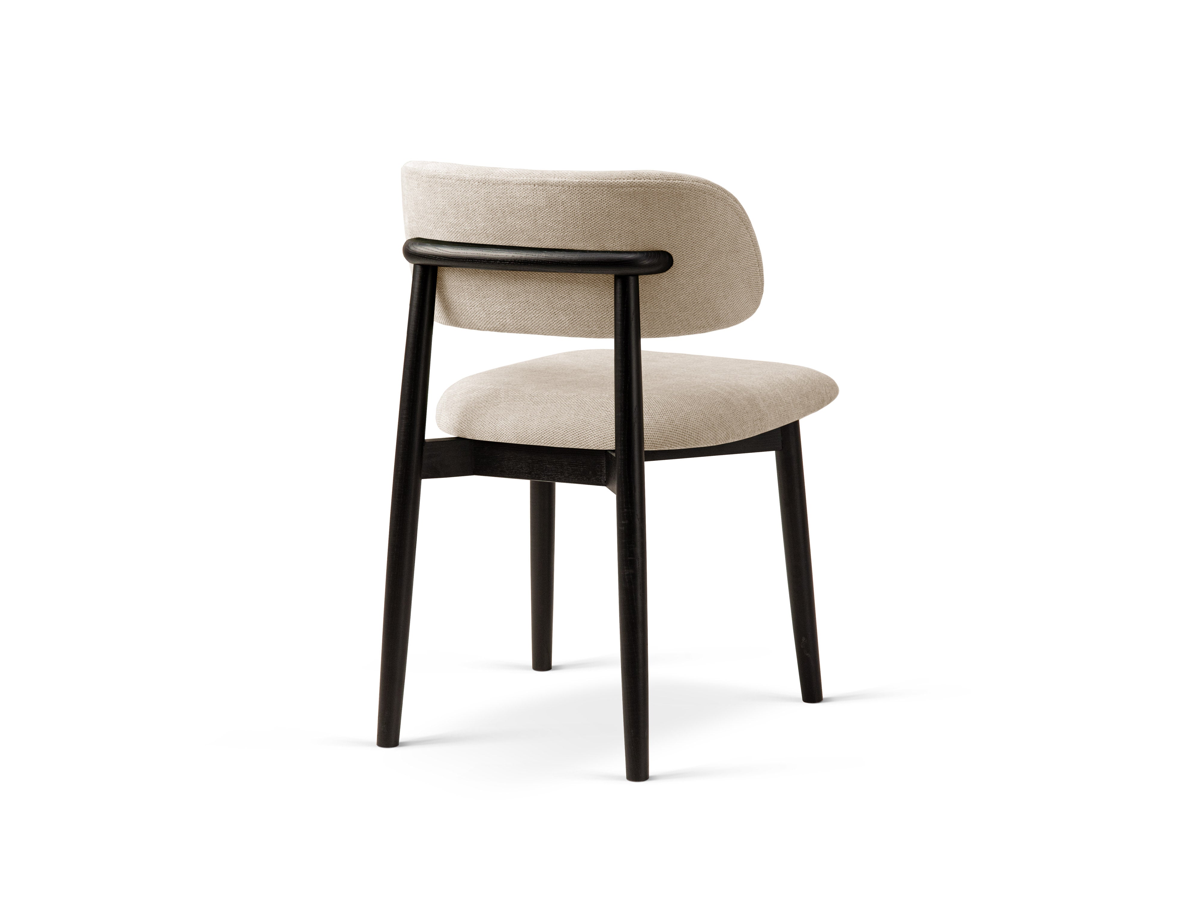 Micadoni Stuhl Evan Chenille Rebel Beige Schwarzes Buchenholz