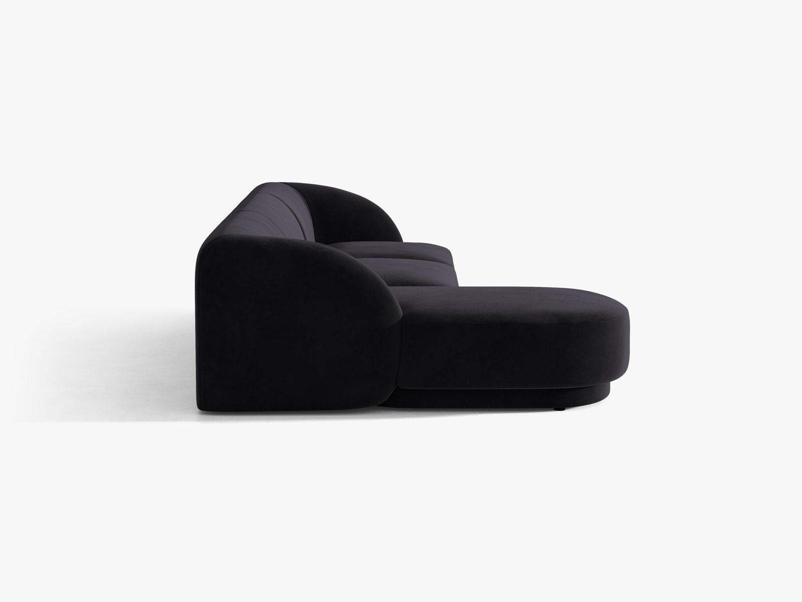 Micadoni Ecksofa Miley 4-Sitzer Samt Venus Schwarz Links