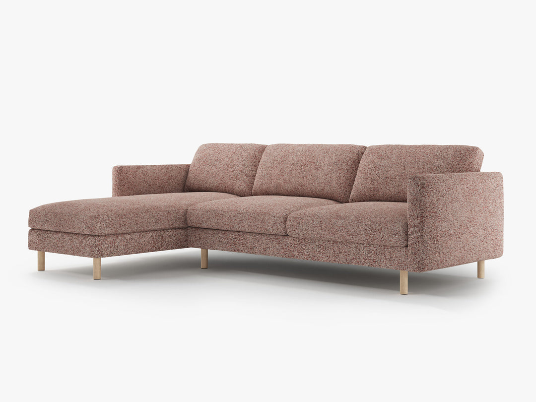 Micadoni Ecksofa Eden 4-Sitzer Links Strukturierter Stoff Rosa Melange