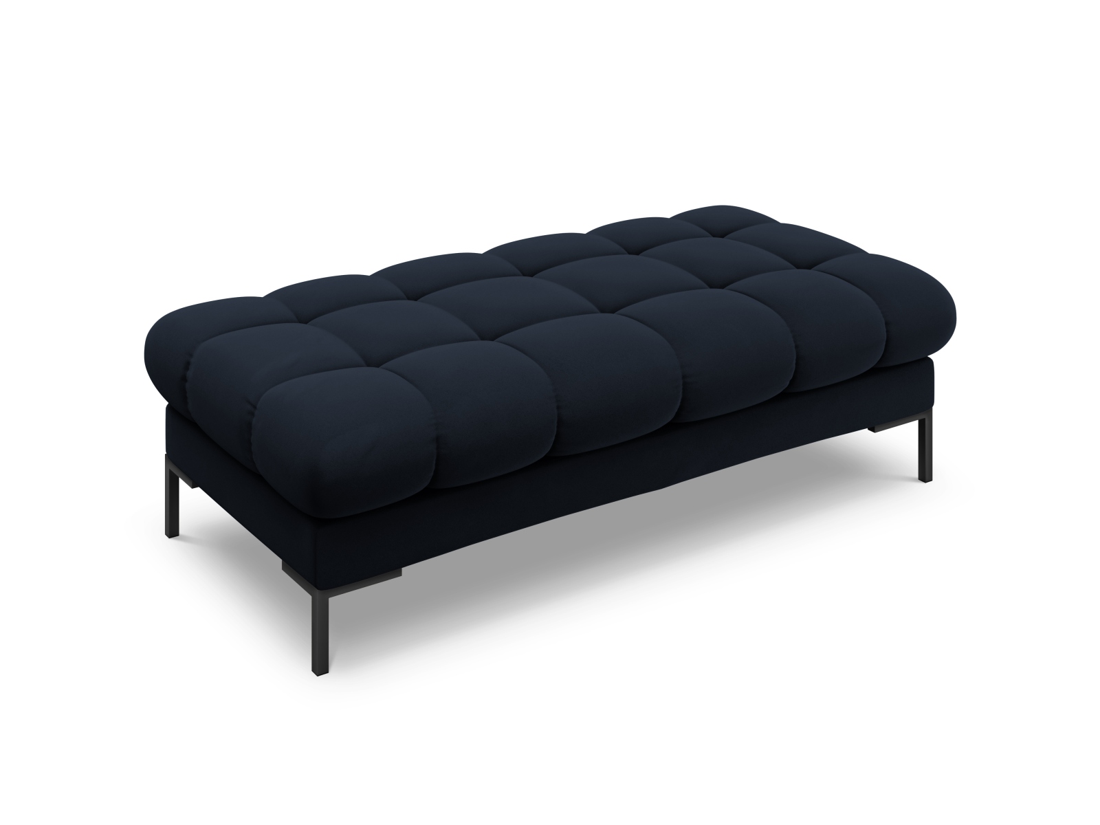 Cosmopolitan Design Polsterbank Bali 2-Sitzer Samt Bluvel Dunkelblau Beine Schwarzes Metall