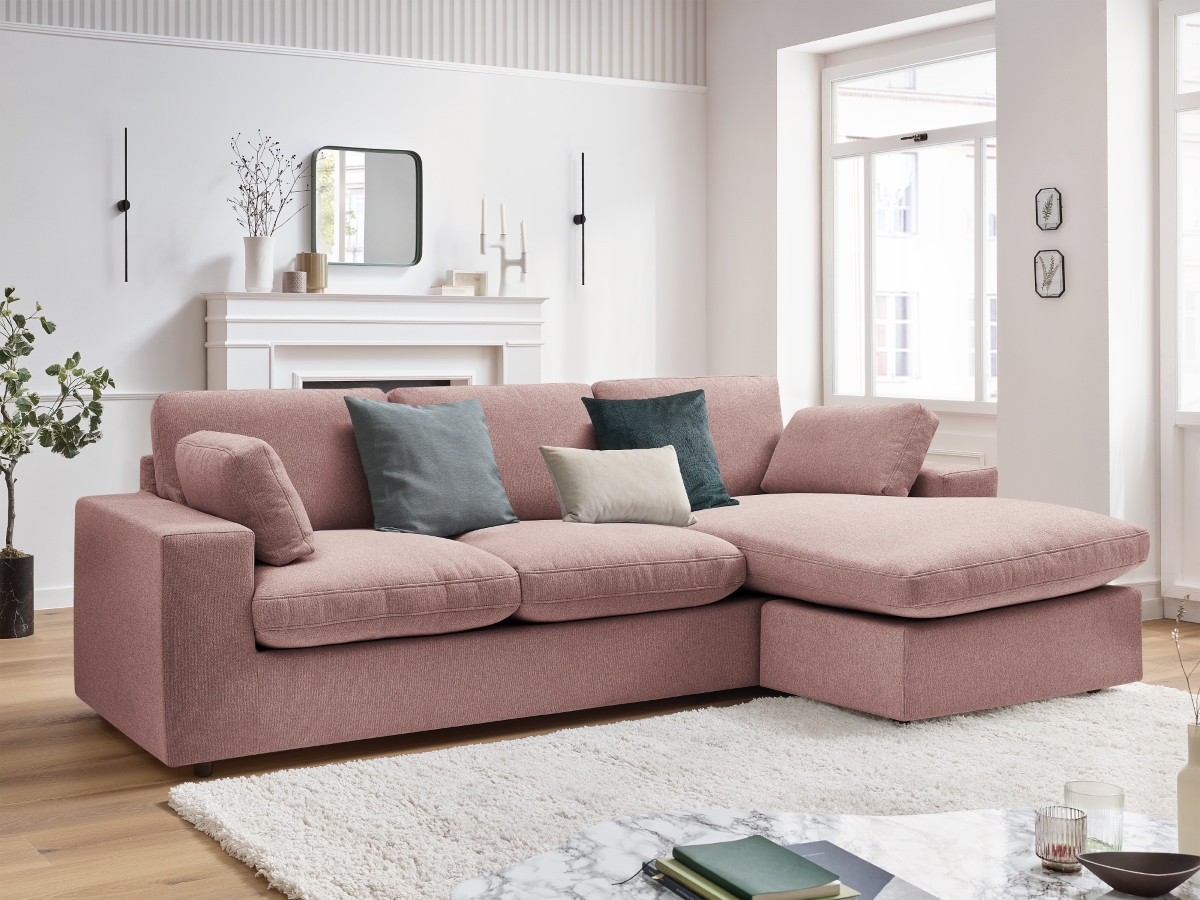 Bobochic Belair Ecksofa 220 × 139 cm Stoff Rosa