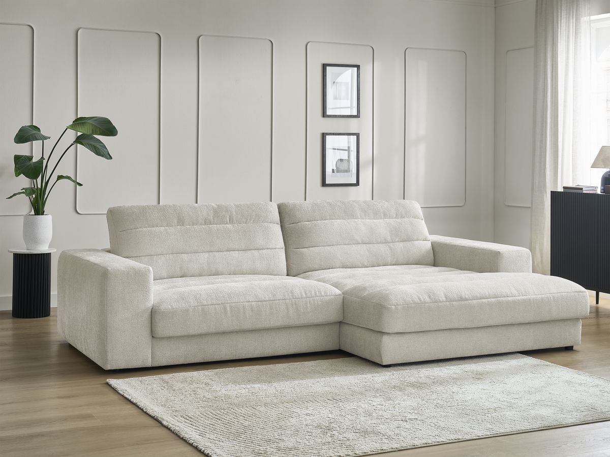 Bobochic Sierra Ecksofa Strukturstoff Beige Ecke rechts