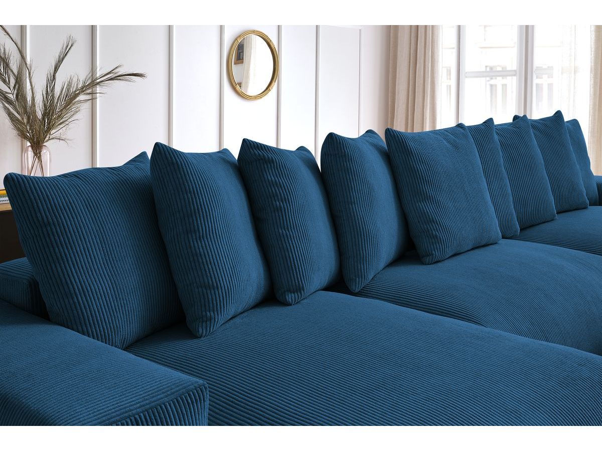 Bobochic Voltaire Wohnlandschaft 420 × 165 cm Cordsamt Dunkelblau