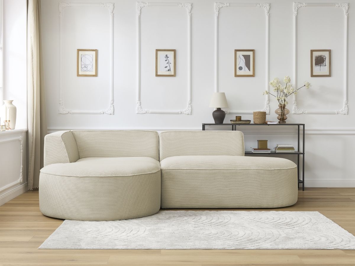 Bobochic Rousseau Ecksofa Cordsamt Beige Ecke links