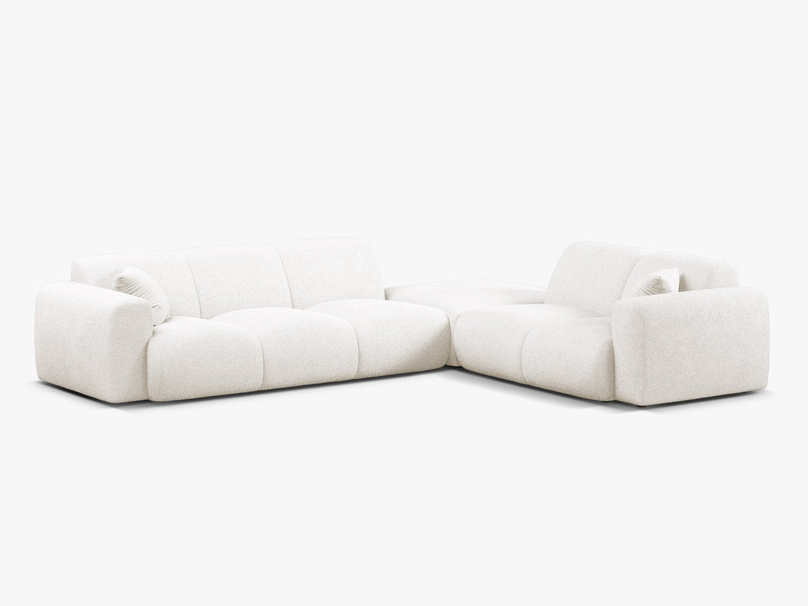 Micadoni Ecksofa Molino 6-Sitzer Rechts Boucle Baloo Weiß