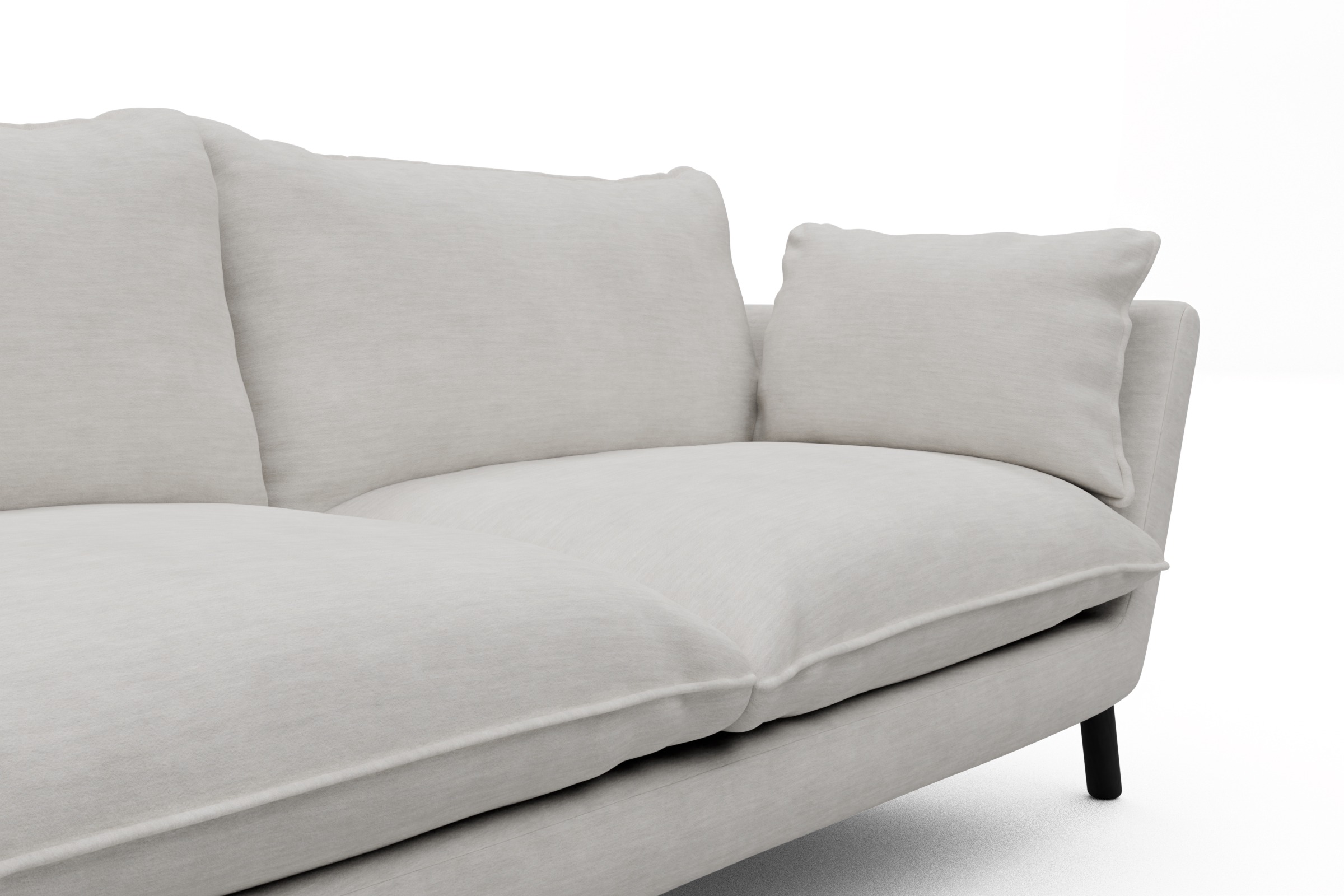 Sofa Emil PREMIUM 2-Sitzer Beinfarbe Eiche Schwarz Vivus-Dusty-Off-White