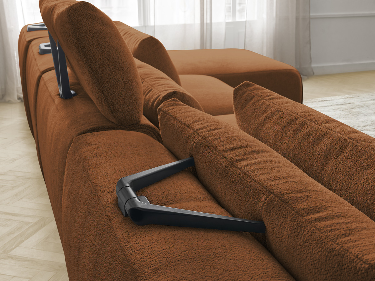 Bobochic Jana Wohnlandschaft mit großem Pouf Melange-Stoff Orange