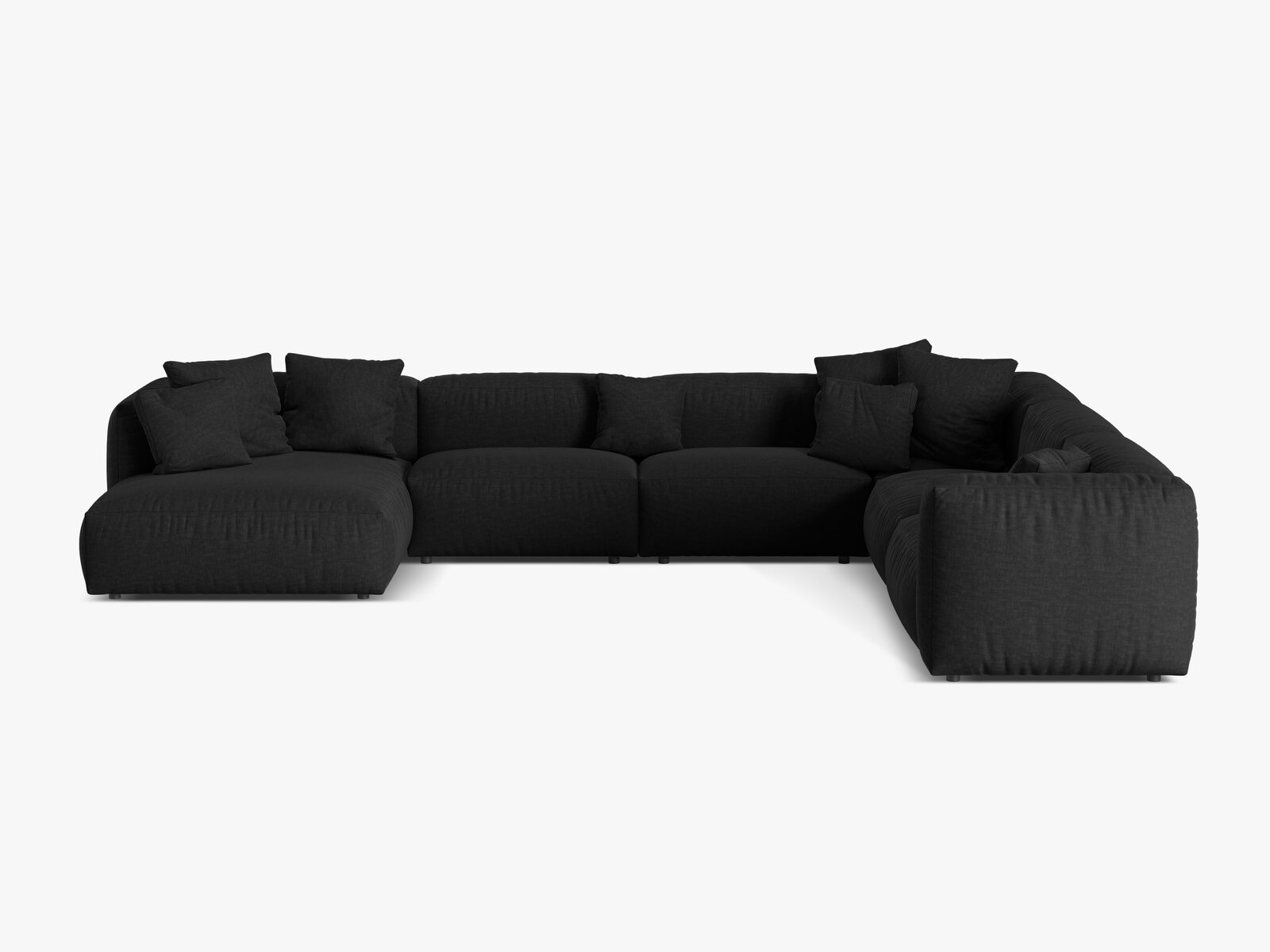 Micadoni modulares Ecksofa XL Martina 6-Sitzer Rechts Strukturierter Stoff Boston Schwarz