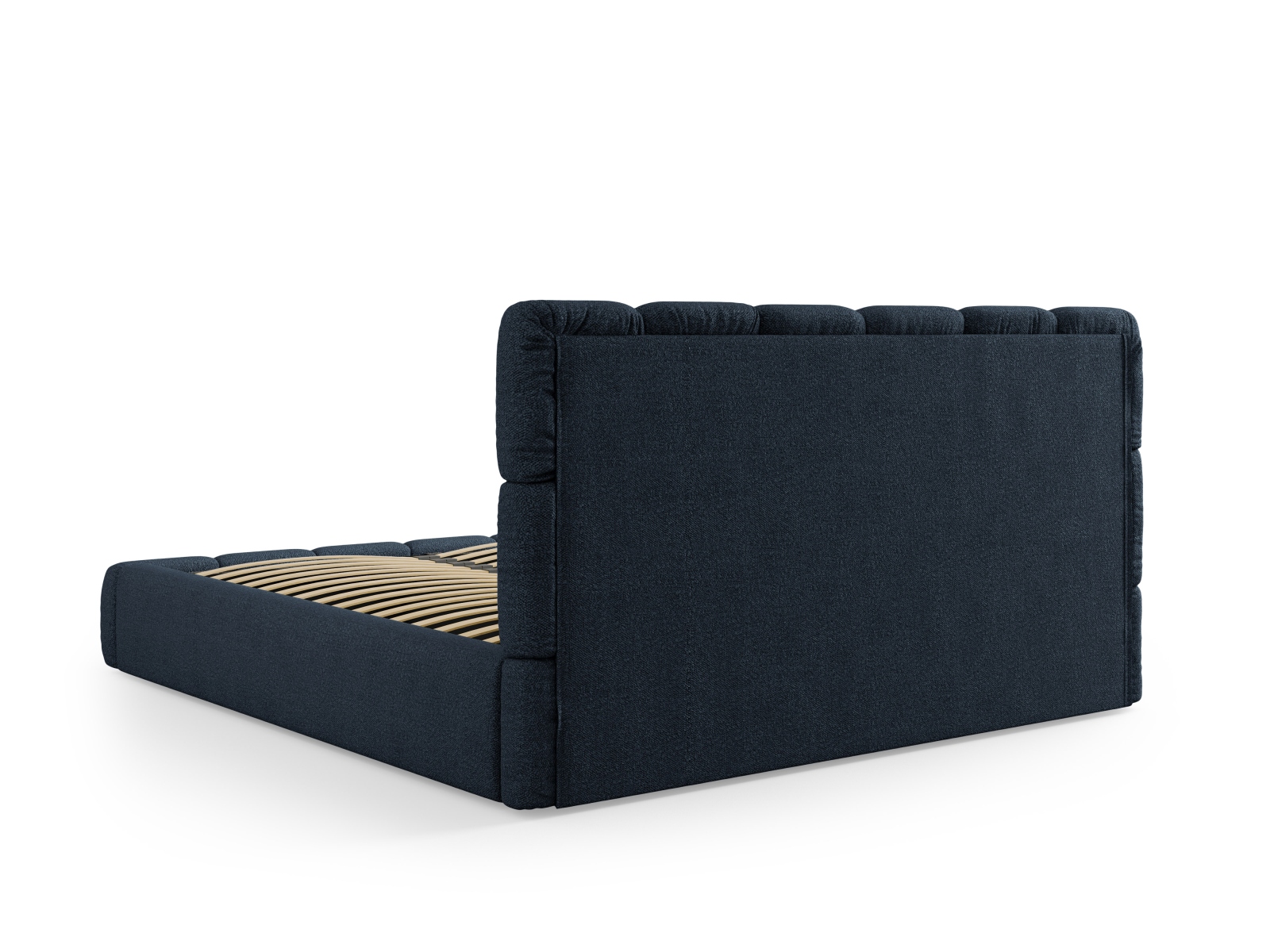 Micadoni Stauraumbett mit Kopfteil Bellis Boucle Baloo Dunkelblau 140x200