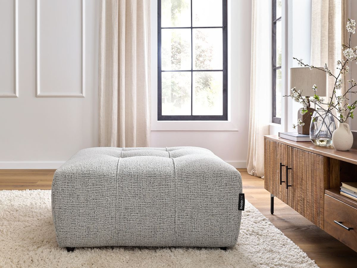 Bobochic Arsene Pouf Melange-Stoff Hellgrau