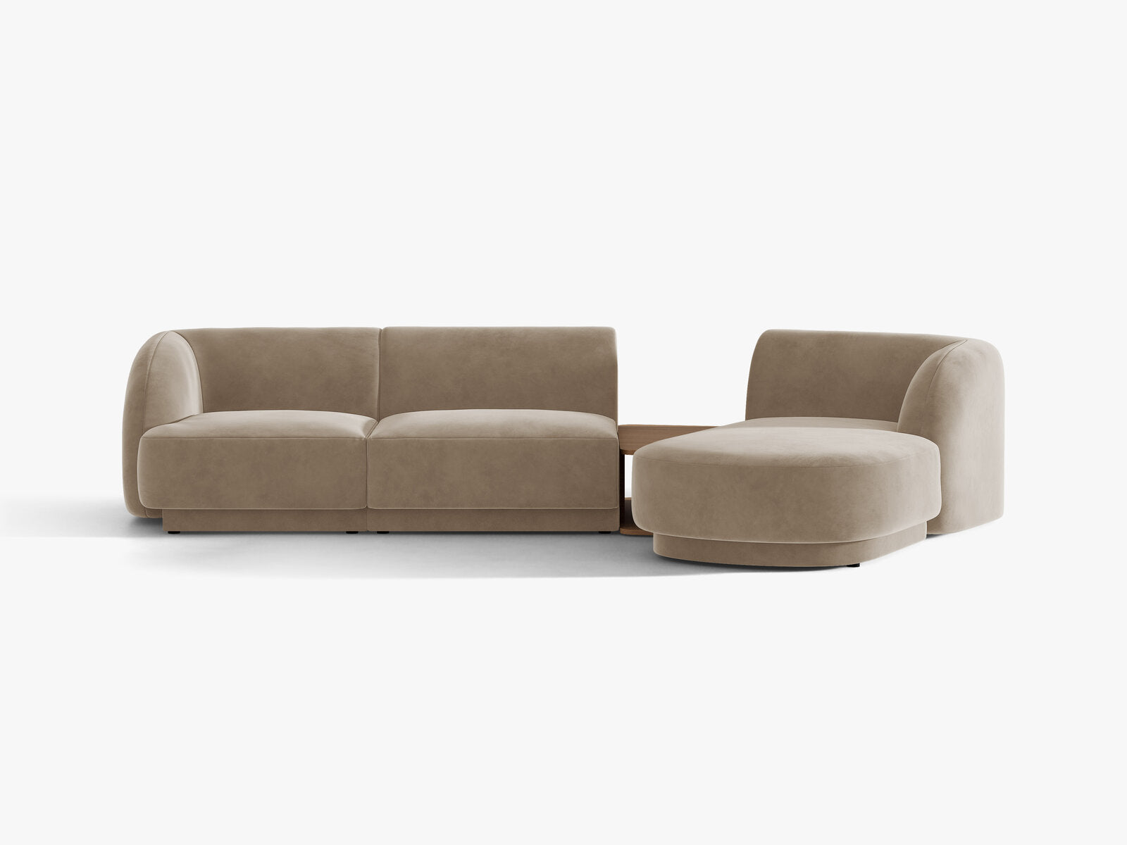Micadoni Modulares Sofa Miley mit Recamiere 3-Sitzer Rechts Samt Bluvel Cappuccino