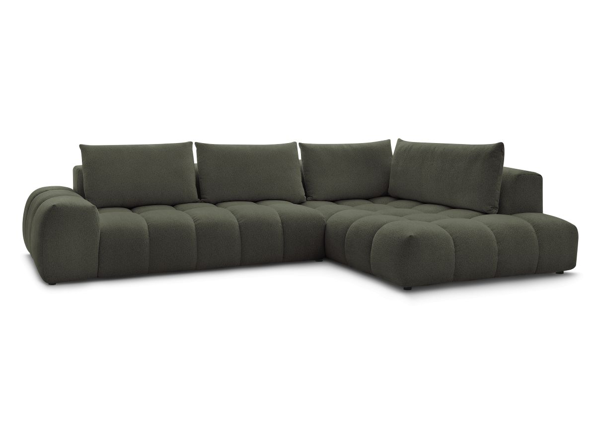 Bobochic Everest Ecksofa, 4 Kissen Melange-Stoff Grün Ecke rechts