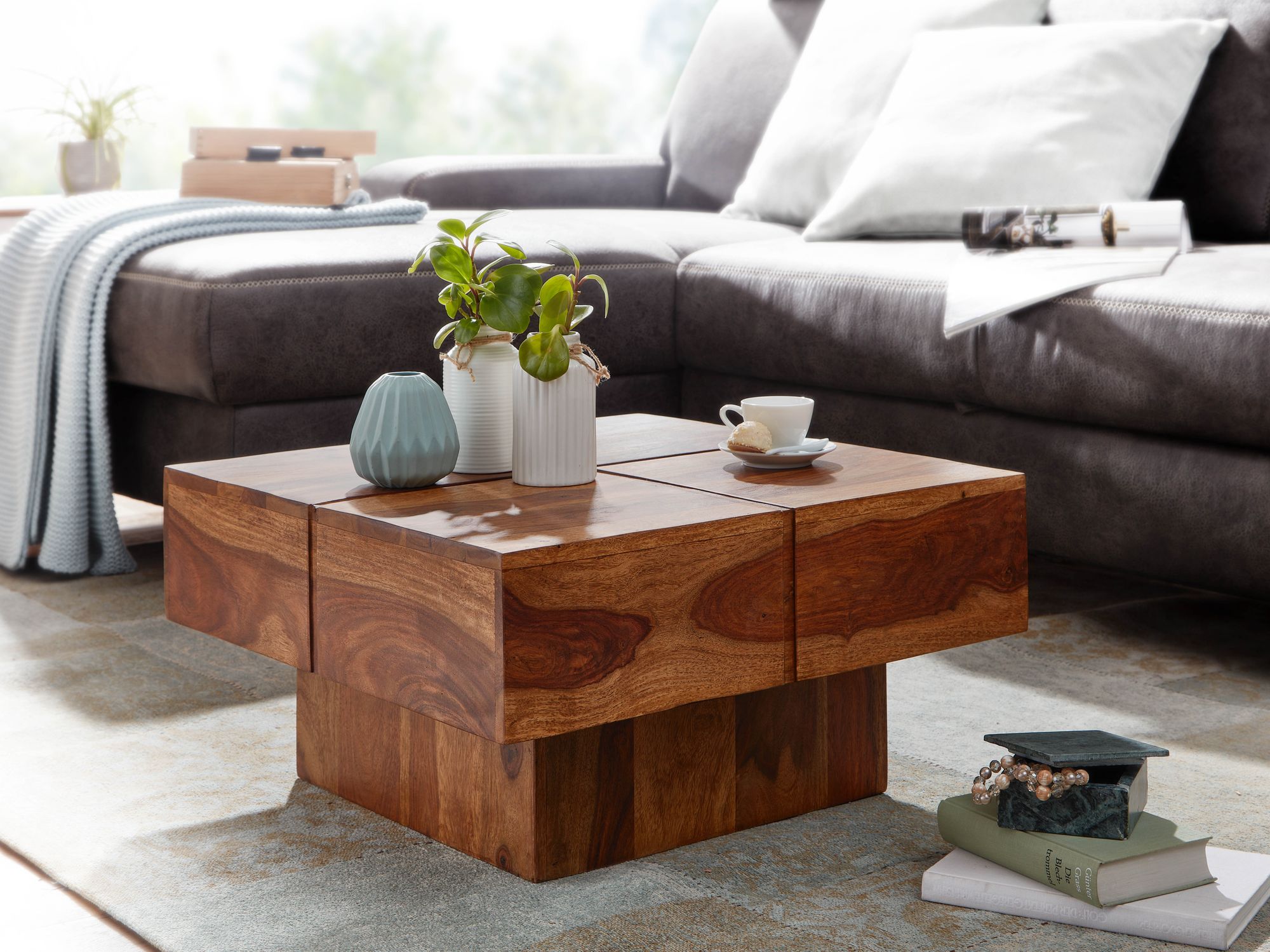 Couchtisch Vestby Massivholz Sheesham 57,5 × 57,5 × 30 cm