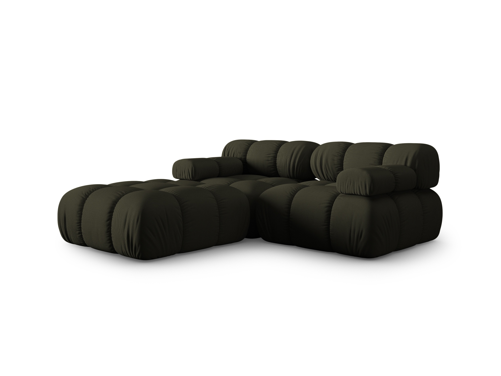 Micadoni Modulares Sofa Bellis 3-Sitzer mit flachem Modul 3D-Stoff Sonic Amazonas Grün