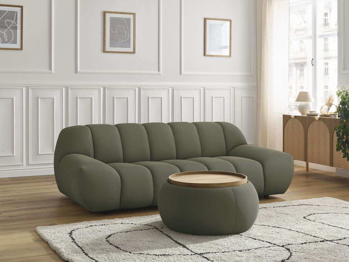 Bobochic Hayden Sofa 2-Sitzer mit Pouf Mesh-Stoff Grün