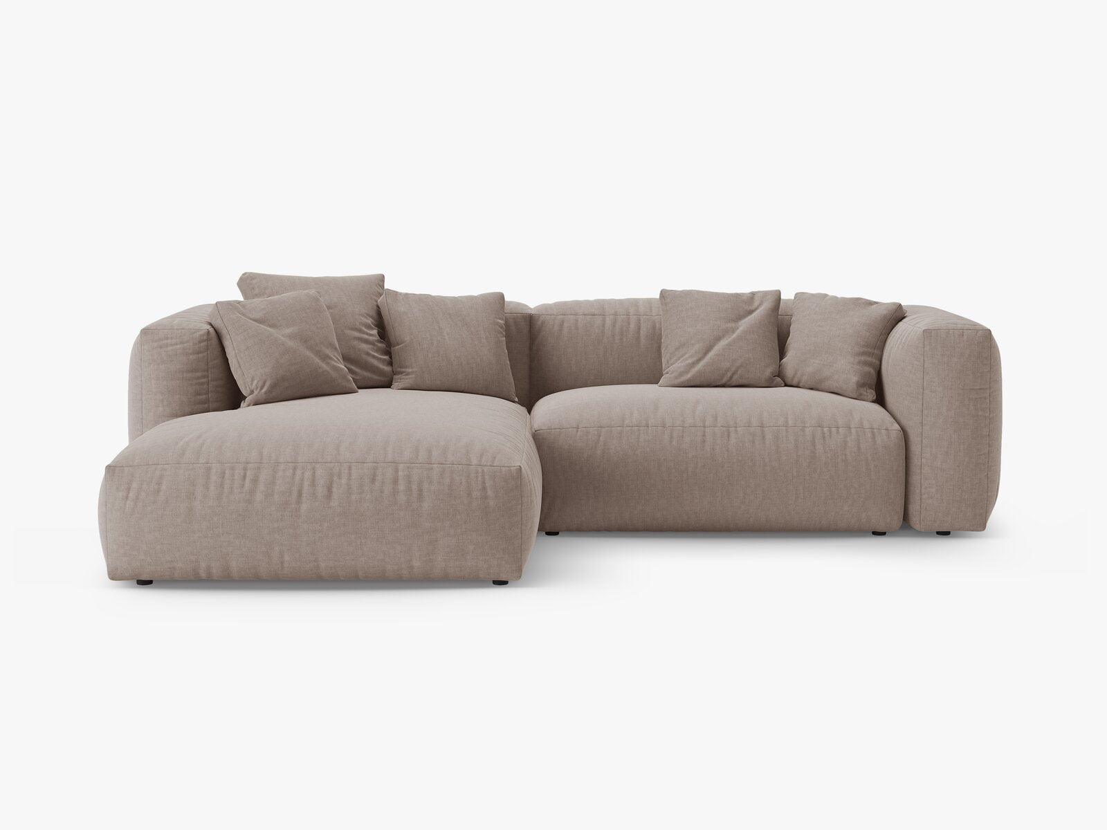 Micadoni Martina Ecksofa 4-Sitzer mit Schlaffunktion Links Strukturierter Stoff Boston Dunkelbeige
