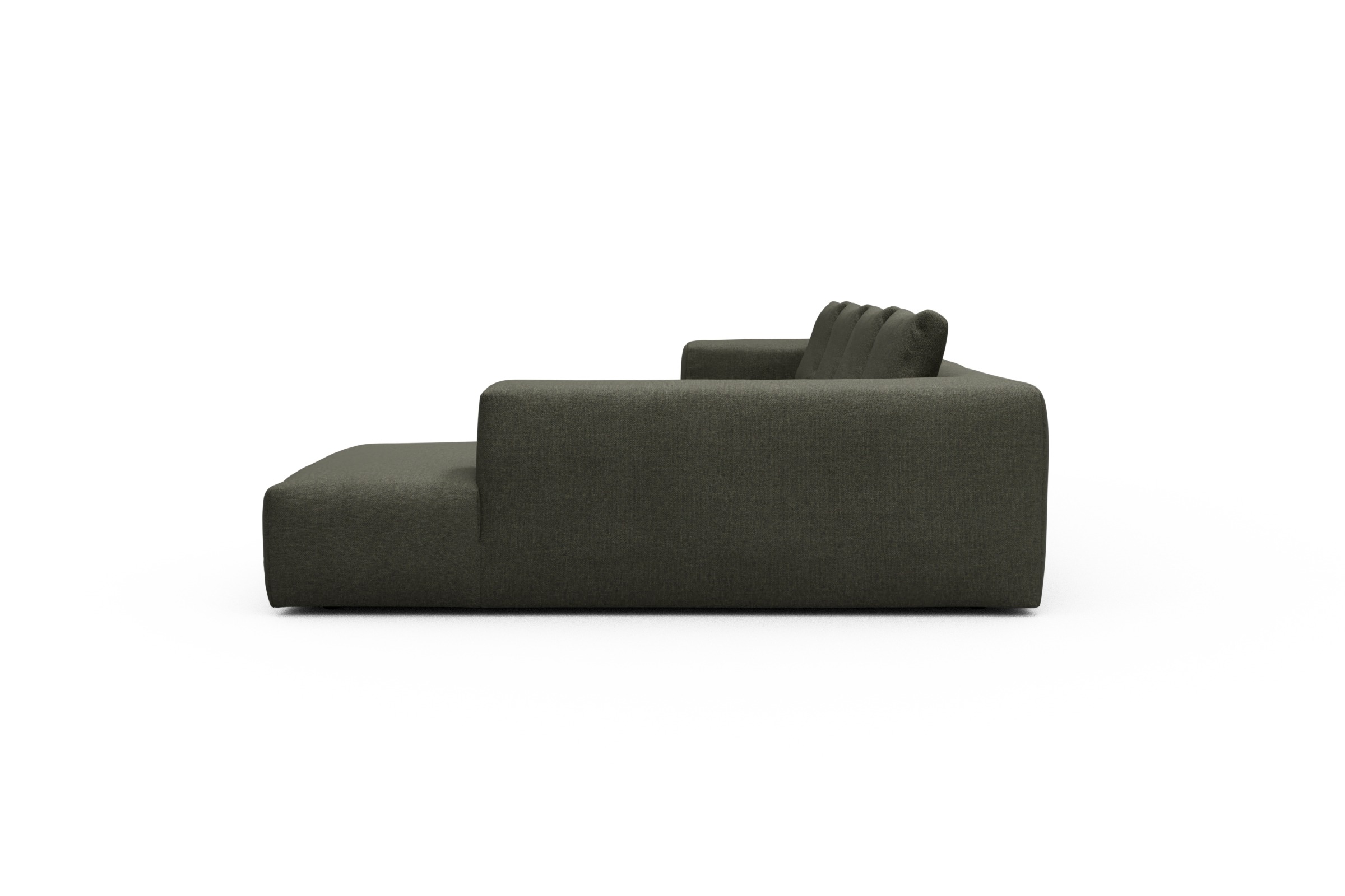 Wohnlandschaft Fred Relax-Ecke rechts mit 2-Sitzer und Chaiselongue links Sama-Winter-Moss