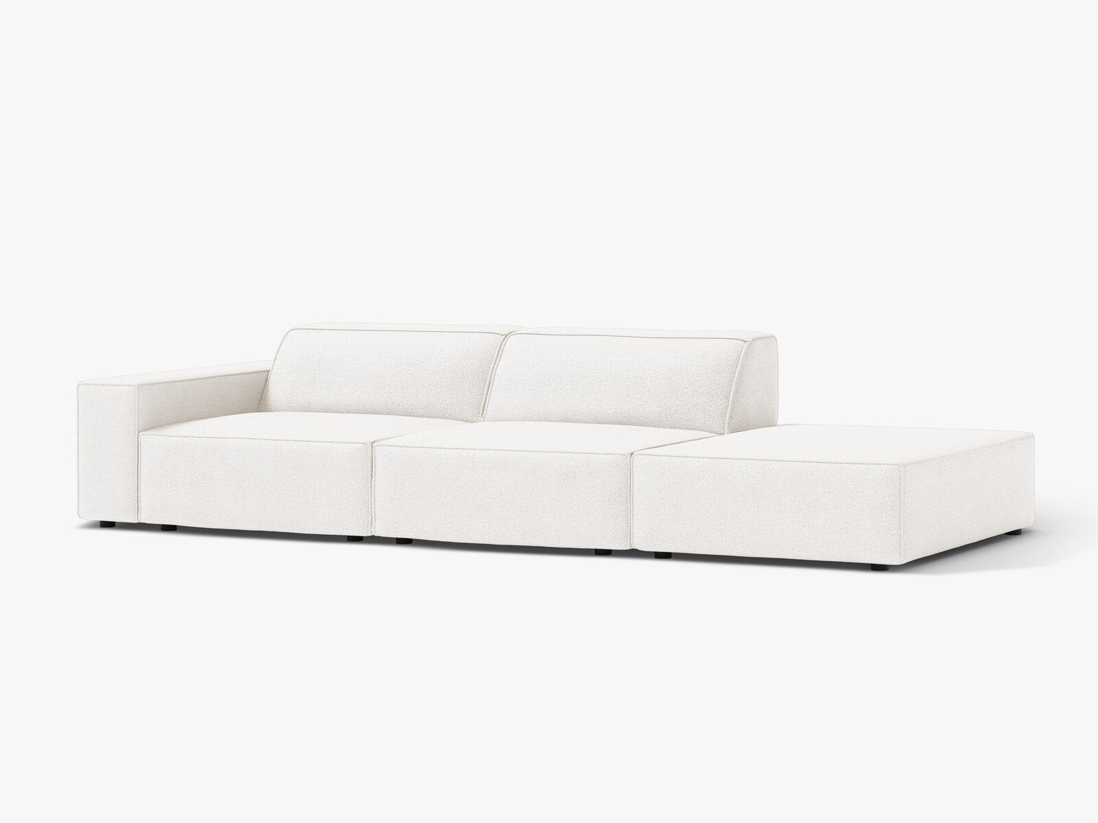 Micadoni Sofa Jodie 3-Sitzer Rechts Boucle Baloo Weiß