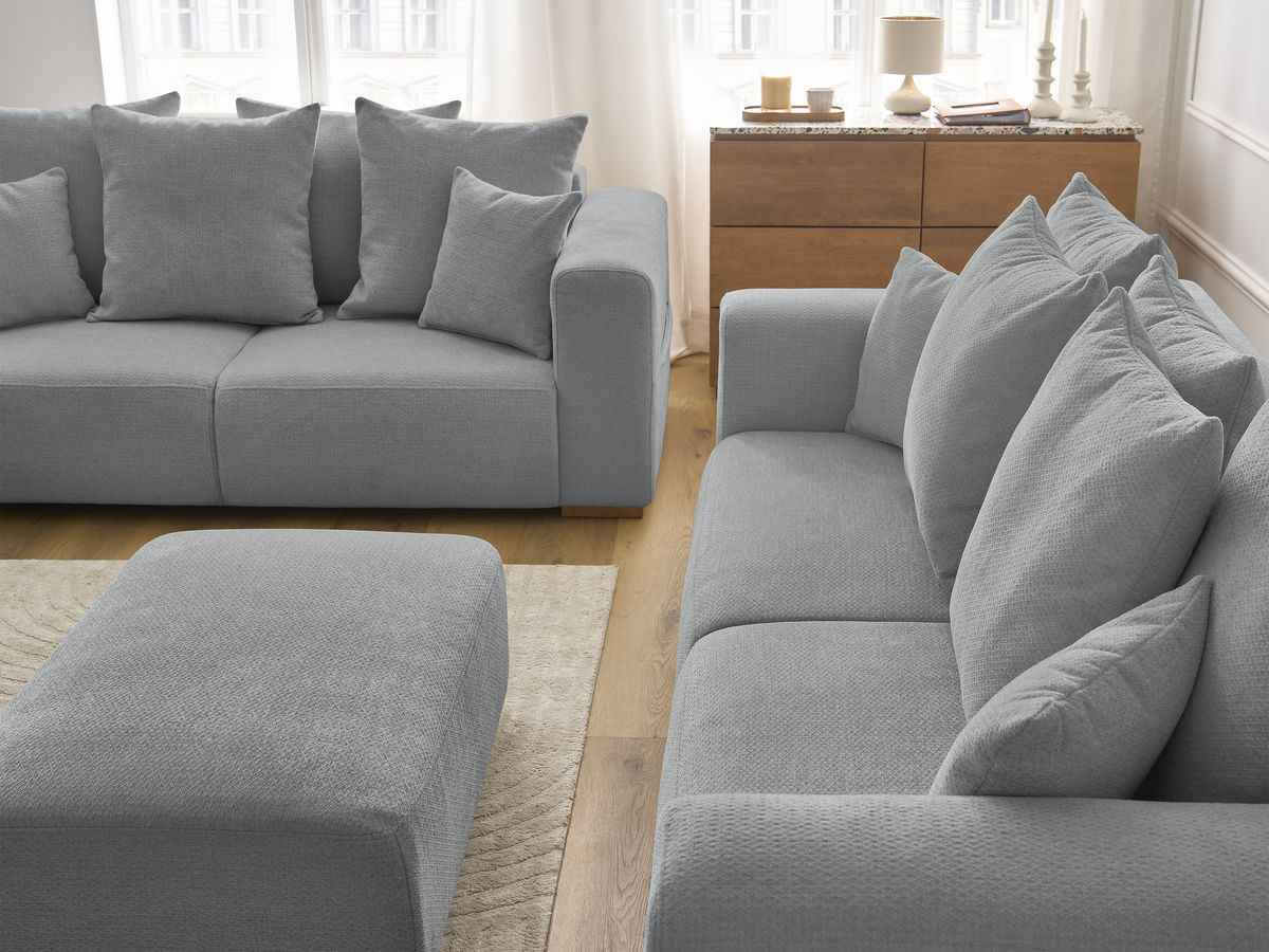 Bobochic Sidonie Sofa 6-Sitzer mit Pouf Melange-Stoff Dunkelgrau
