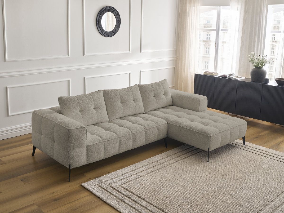 Bobochic Anis Ecksofa Bouclé-Stoff Taupe Ecke rechts
