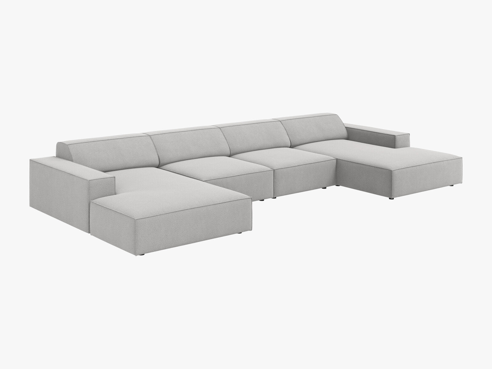 Micadoni Panorama-Sofa Jodie 6-Sitzer Strukturierter Stoff Megan Hellgrau