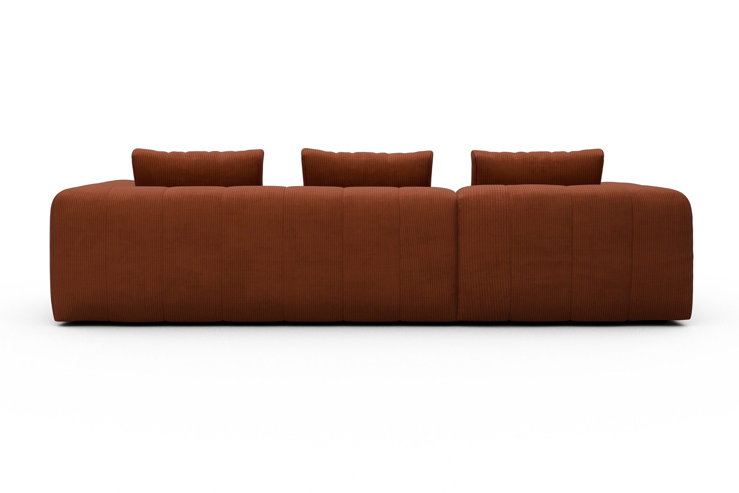 Ecksofa Hugo 2,5-Sitzer Armlehne rechts mit Chaiselongue Corduroy-Burnt-Orange