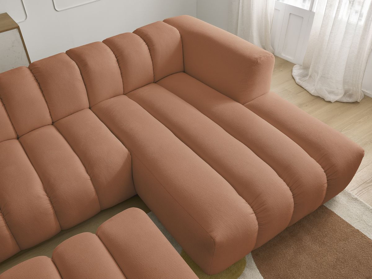 Bobochic Talia Ecksofa mit Pouf Melange-Stoff Orange Ecke rechts