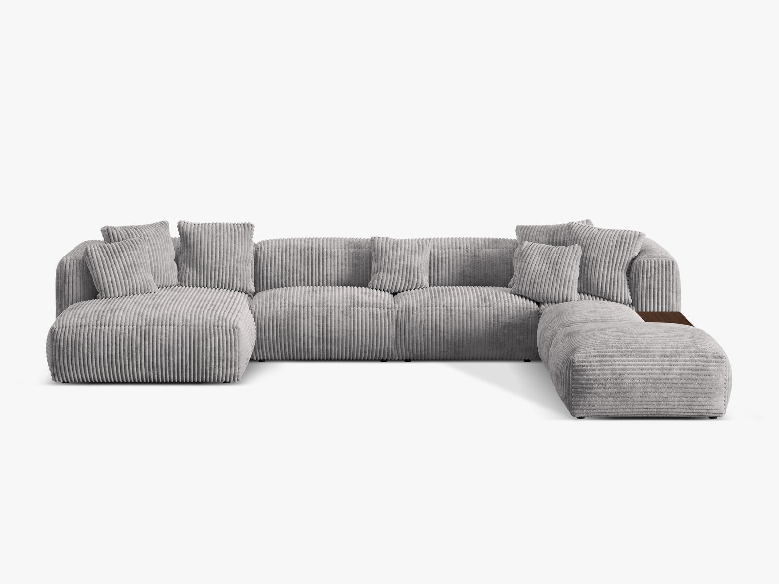 Micadoni Panorama-Ecksofa Martina 5-Sitzer Rechts Kord Hellgrau
