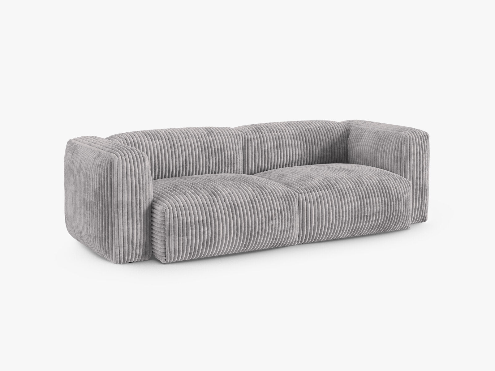 Micadoni Sofa Martina 3-Sitzer 90cm Sitztiefe Kord Tilia Hellgrau