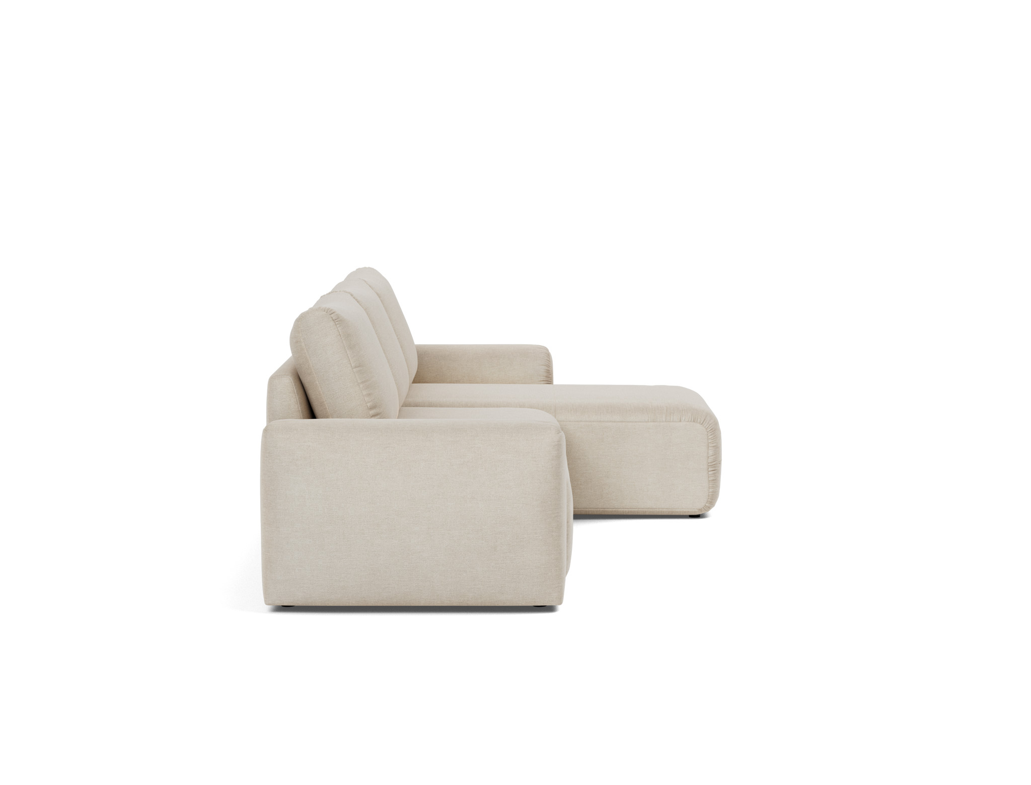 Schlafsofa Norum mit Chaiselongue und Chunky-Armlehnen Flachgewebe Phobos 586-Latte