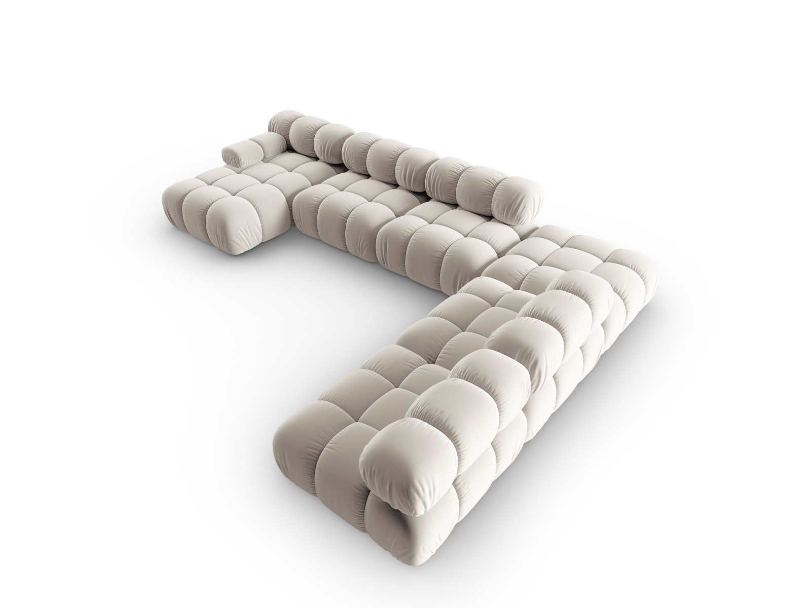 Micadoni Modulares Panorama Ecksofa Bellis 7-Sitzer Rechts Samt Bluvel Dunkelbeige