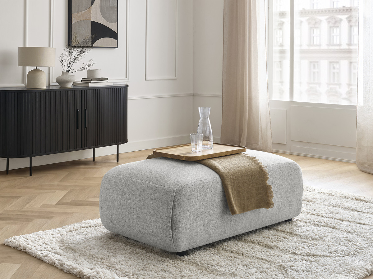 Bobochic Jana Pouf 63 × 114 cm Melange-Stoff Hellgrau